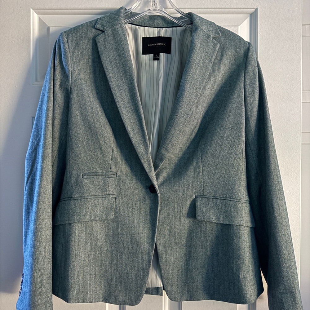 Banana Republic Light Grayish Green Flannel Blazer